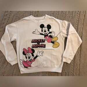 Disney White Sweatshirt with Mickey and Minnie